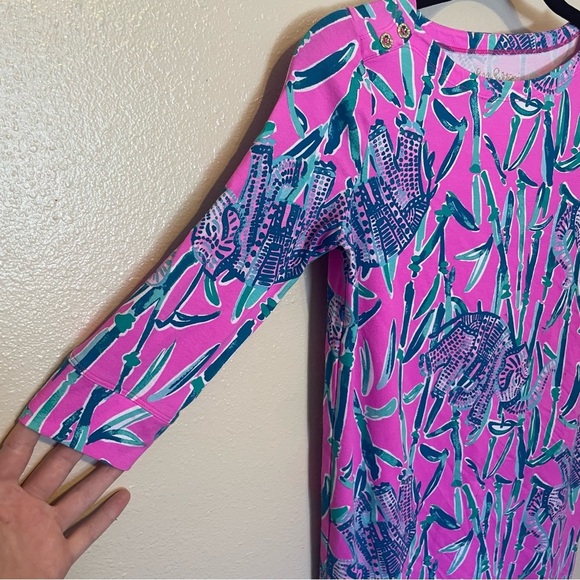 Lilly Pulitzer Girls Sophie Dress Mandevilla Pink Extra Lucky Elephant - Picture 2 of 8